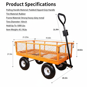 Carrito de Jardín de Malla de 33.8x15.8x20 Pulgadas, Plegable, con Capacidad para 1000 Libras, Neumáticos de 10 Pulgadas, Acero Resistente, PP, Goma, para Transportar Leña, ODGGAR026 - Product Image 3