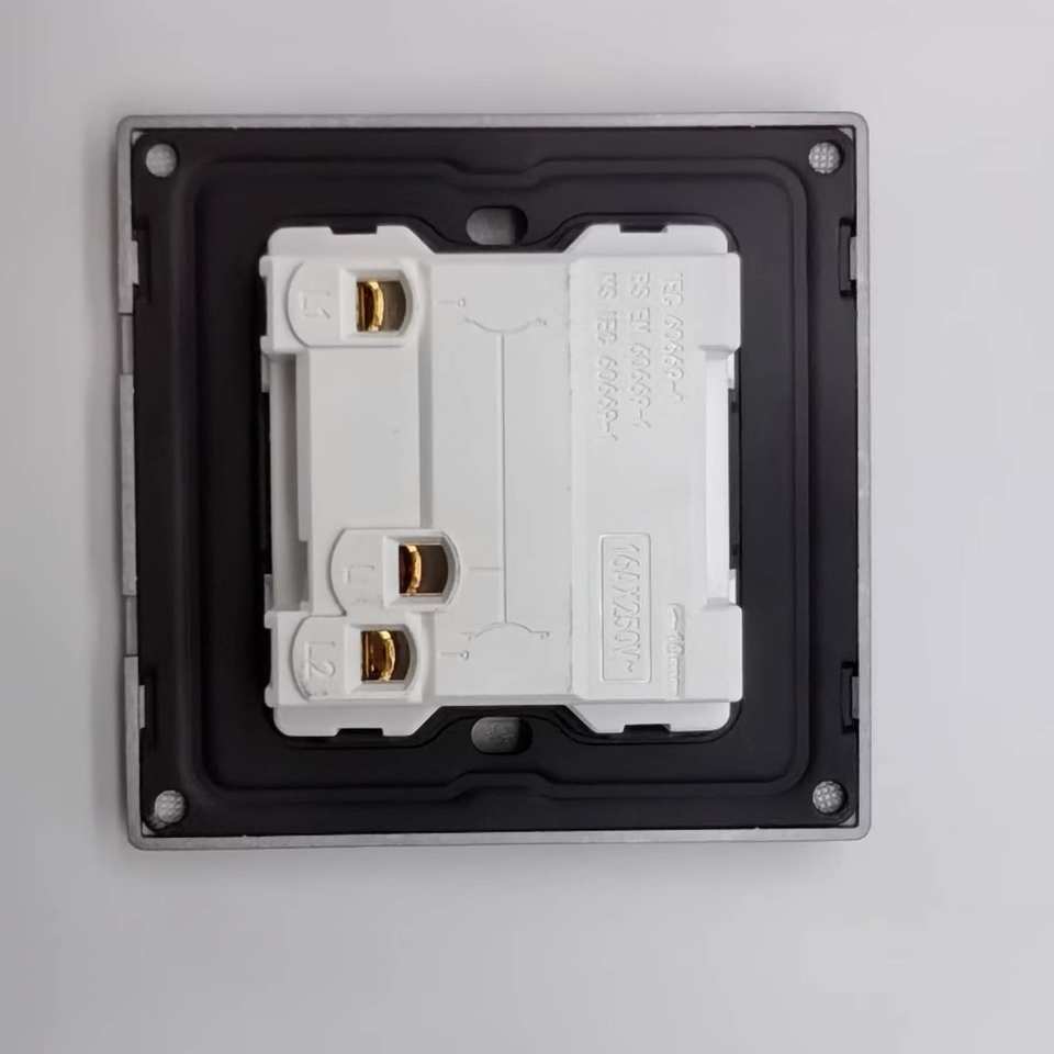 British Standard Two Gang Frameless Manufacturer Fashion Design Classical Black Wall Switch for Commercial Home Use