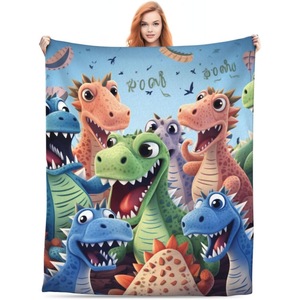 Assorted Print <b>Dinosaur</b> Horse Flannel <b>Blanket</b> Throw <b>Blanket</b> Nap <b>Blanket</b> Reversible Cozy Warm for Bedroom Living Room - Product Image 4