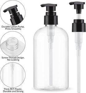 Bouteilles de shampooing rondes transparentes en PET de 32 oz/1 litre, vides, rechargeables, sans BPA, avec pompe pulvérisatrice et impression sérigraphique - Product Image 3