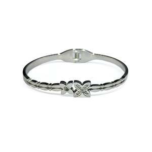 Bracelet en cristal, acier inoxydable 316L, plaqué or PVD, design floral, bijoux pour femmes - Product Image 1