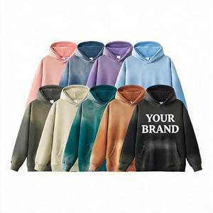 Sudadera con Capucha para Hombre, 65% Poliéster, 35% Algodón, Color Sólido, Lavado Ácido, Corte Holgado, Ropa Casual de Invierno - Product Image 1