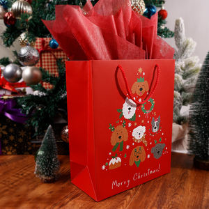 Bolsas de papel recubiertas de lujo personalizadas al por mayor, materiales reciclados de cinta, Navidad portátiles para bolsas de regalo, cumpleaños, pequeñas empresas - Product Image 4
