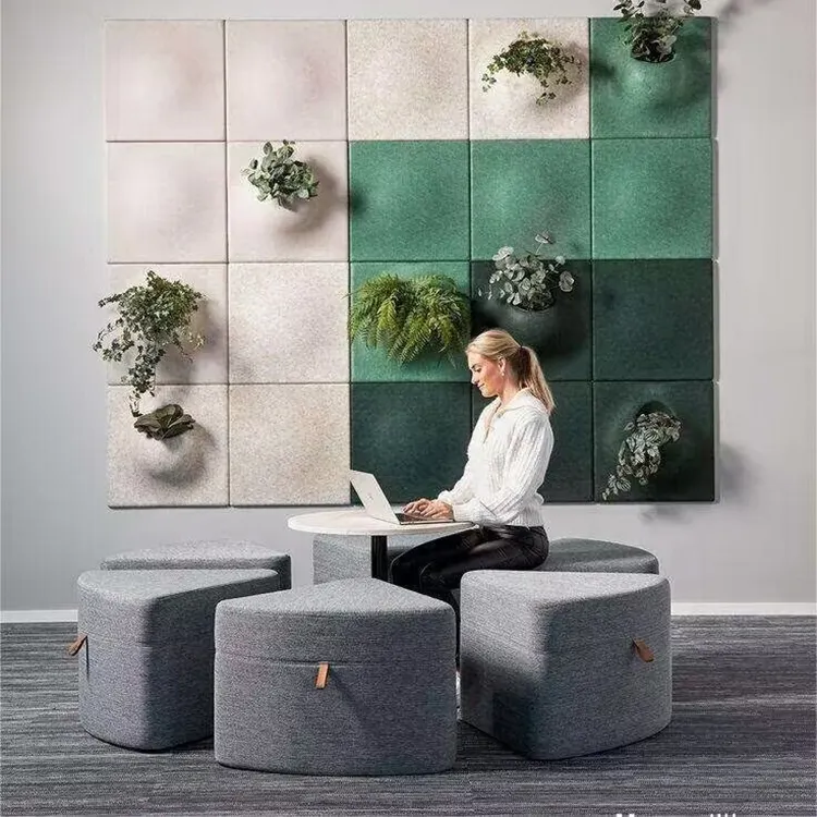 moss light up office decoration polyester pet felt wall acoustic panel with real moss for Sound Insulation