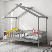 Lit Montessori simple en bois blanc pour enfants européens, lit double pour enfants, lit en bois de pin massif, lit en forme de maison pour tout-petits