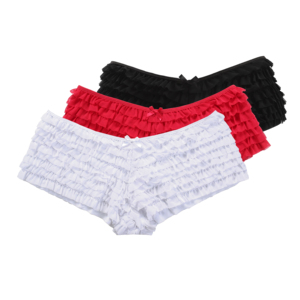Las mujeres Sexy malla colmena Panty ropa interior de cintura baja Sexy corto de encaje de las niñas volantes bragas - Product Image 1