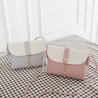 Sac bandoulière mini 2026 pour femme, style coréen, en cuir PU color block, avec rabat enveloppe et pendentif cerf