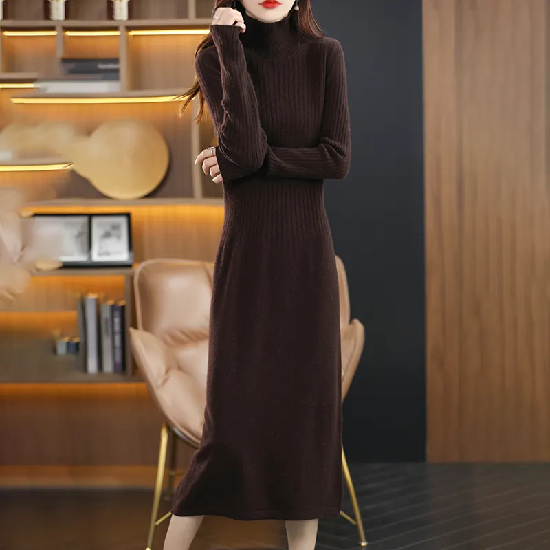 Giá tốt nhất Trung Quốc sản xuất chất lượng Cashmere len váy thời trang phong cách Cashmere Dress