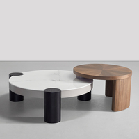 Collection pour salon contemporain ensemble de tables basses rondes en bois massif maisons et villas de luxe table à thé en marbre naturel