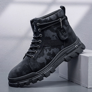 2024 nouvelles bottes d'hiver pour hommes fourrure intérieur chaud haut semelle épaisse bottes de travail rétro britannique chaussures pour hommes - Product Image 5