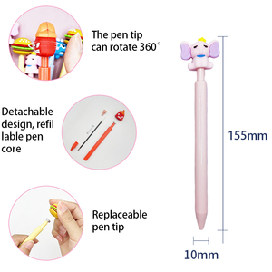Stylos à bille en gel personnalisés avec couvercle en PVC mignon, personnages de dessins animés doux, papeterie kawaii, logo, écriture pour enfants, encre noire UV, 1,0 mm - Product Image 3