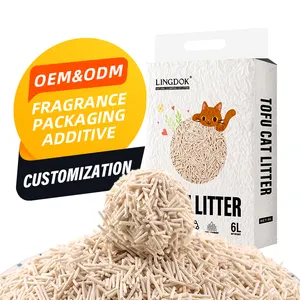 OEM / ODM Plant 1.5mm 1.8mm 6L 2.5kg Bulk Natural Best Flushable Wholesale Crushed Gray Premium Tofu Cat Litter Sand