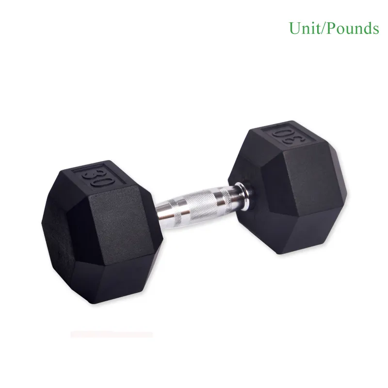 Home and commercial weight lifting rubber HEX dumbbell set kg lb