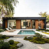 Maison préfabriquée modulaire moderne, structure en acier, villa préfabriquée, grande fenêtre en verre, maison pour usage résidentiel