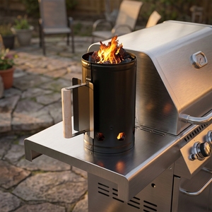 Allume-<span class=keywords><strong>charbon</strong></span> portable grande capacité en acier au carbone noir pour barbecue extérieur, fumoir et tonneau à <span class=keywords><strong>charbon</strong></span> - Product Image 1