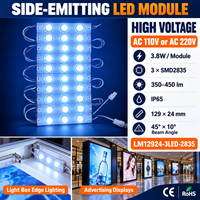 Module LED haute tension 3,8W à émission latérale, module LED étanche AC 110V ou 220V pour éclairage de bordure de caisson lumineux 129x24mm