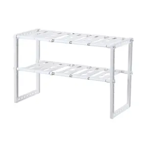 Plastic with Stainless Steel 2 Tier Dish Rack with Drain Board Kitchen Racks Drain Storage