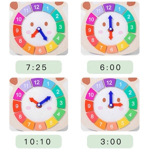 Jouets Montessori <span class=keywords><strong>en</strong></span> <span class=keywords><strong>bois</strong></span> horloge de dessin animé <span class=keywords><strong>en</strong></span> forme d'ours <span class=keywords><strong>arc</strong></span>-<span class=keywords><strong>en</strong></span>-<span class=keywords><strong>ciel</strong></span> <span class=keywords><strong>12</strong></span> pièces amovibles horloge jouet d'apprentissage jouet d'éducation précoce - Product Image 3