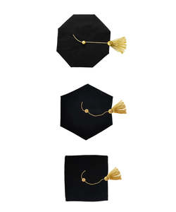 Toque de doctorat en velours de luxe avec pompons dorés, qualité supérieure, personnalisable avec logo, pour l'université - Product Image 1