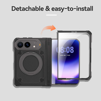 Nouvelle conception SHELLBOX Étui antidérapant antichoc pour iPhone Duo avec support rotatif avec protection d'écran intégrée