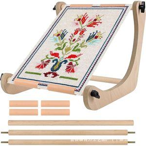 Marco de bordado de madera ajustable para escritorio, aro cuadrado para punto de cruz, manualidades con aguja - Product Image 1