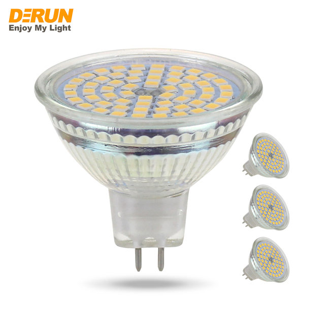 4pcs/pack High Quality 60pcs SMD2835 Glass Led Bulb NON-Dimmable AC/DC 12V 5W 4000K MR16 LED Bulb LED Spotlight for Indoor Use