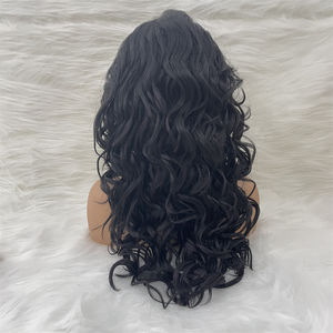 Peluca frontal de encaje sintético realista, línea de cabello natural, 30 pulgadas, con ondas grandes rizadas, fibra sintética, encaje frontal, top de seda - Product Image 5