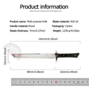 Cuchillo de Supervivencia Samurai Personalizable, Hoja de Acero Inoxidable No Ajustable, Mango de Madera con Diseño de Dragón, para Caza, Bricolaje, Uso Industrial, OEM - Product Image 6