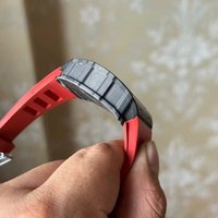 Nouvelle montre mécanique de sport et d'affaires pour homme en fibre de carbone, version haut de gamme noire et rouge 35-01, un incontournable