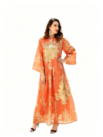 Robe élégante pour femmes musulmanes, brodée de sequins dorés, style moyen-oriental, best-seller 2026, robe de Ramadan pour femmes musulmanes