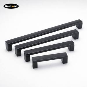 Modern <strong>Square</strong> Flat Matt <strong>Black</strong> Aluminum 76/96/128/160/305mm Kitchen Cabinet Dresser <strong>Drawer</strong> Furniture OEM Factory High Quality - Product Image 1