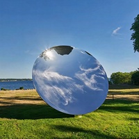 Sculpture en acier inoxydable miroir concave haut de gamme, design moderne, pour aménagement paysager extérieur urbain personnalisé
