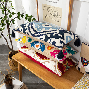 刺绣复古波西米亚扔枕套带流苏羊毛球刺绣靠垫套设计波西米亚扔枕套 - Product Image 5