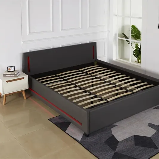 Change Light Bett Kopfteil Kingsize-Bett rahmen benutzer definierte Designer Schlafzimmer möbel zum Verkauf Polster bett