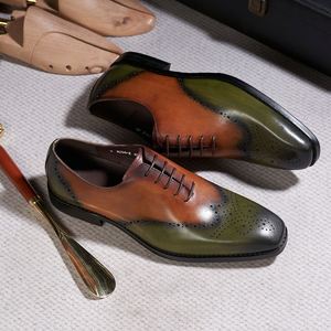 Zapatos de Hombre 2026 de Cuero Genuino con Punta Cerrada, Color Verde Marrón, Elegantes para Fiesta, Estilo Oxford, Sin Cordones, Ligeros para Otoño - Product Image 4