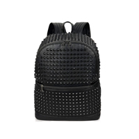 Sac à dos en cuir PU clouté style punk, sac à dos pour ordinateur portable 14,9 pouces, imperméable, mode féminine, style streetwear, sac à dos de jour en polyester pour hommes et femmes