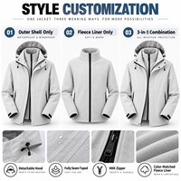 Veste technique 3-en-1 à étiquette privée, 75D T800, imperméable, avec doublure polaire, logo personnalisé, OEM, tailles S-5XL, vente en gros