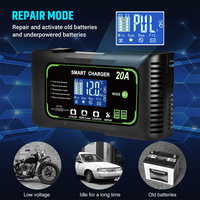 Chargeur de batterie intelligent SUYEEGO P20 20A 12V/24V pour voiture, moto, auto, réparation de batteries au plomb-acide, AGM, lithium, LiFePO4