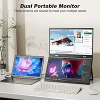 Moniteur portable USB de 15,6 pouces, écran IPS 1080P pour extension d'ordinateur portable, configuration de moniteur double ou triple pliable pour le trading de jour, les affaires