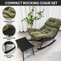 Ensemble de fauteuils inclinables à bascule en velours chenille écologique et durable avec structure en acier pour salon, chambre, bureau, appartement, hôtel