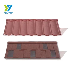 Relitop Red Sand Chip Coated Roofing / Colorful Stone Coated Metal Roofing Tile
