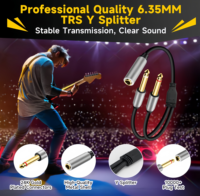 Adaptateur répartiteur en Y stéréo 6,35 mm femelle vers double jack mono TS 6,35 mm mâle, compatible avec amplificateur et microphone