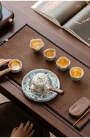 Service à thé en céramique artisanal argenté et gaufré, élégant et luxueux, idéal pour le thé Kung Fu, comprenant une théière, 5 tasses et un plateau pour la cérémonie du thé.