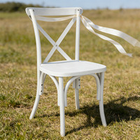 Chaise de banquet empilable en bois rustique blanc moderne pour événement de mariage Bjflamingo Chaise à dossier croisé X