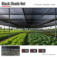 Filet d'ombrage agricole respirant en HDPE noir durable, tricoté par tricotage warp, résistant aux UV, avec un taux d'ombrage de 30%-90% pour la protection des cultures en serre