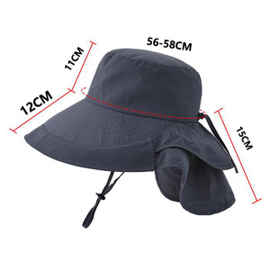 Phụ Nữ Mùa Hè UV Bảo Vệ Hat Đuôi Ngựa Lỗ Mặt Trời Visor Ngoài Trời Đi Bộ Đường Dài Lớn Có Thể Điều Chỉnh Xô Cap Với Cổ Flap - Product Image 3