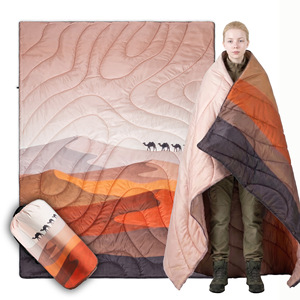 Couverture de camping matelassée imperméable à l'eau, motif désert, couverture de voyage coupe-vent, jeté de pique-nique extérieur - Product Image 1