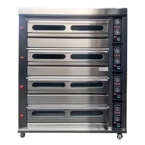 Glass 4-deck 16-tray Black Spare Parts Multifunctional LPG Commercial Bakery Oven CE Certificate Restaurant Equipment 16 Trays /