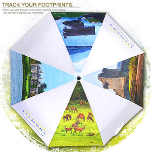 Paraguas plegable compacto con mango personalizado de apertura y cierre automático, mango de cuero, marco de metal negro para regalos empresariales - Product Image 2