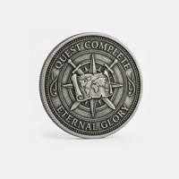 Pièce de monnaie de défi personnalisée en alliage de zinc argenté antique, gravée en 3D, représentant une créature mythique, pour récompenses de jeux de société